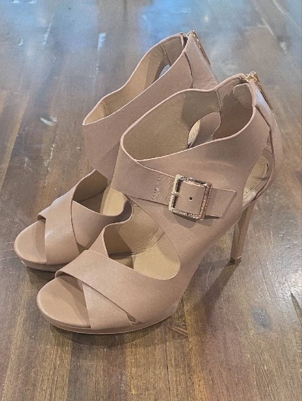 Michael Kors Nude Blush Leather Buckle Heels